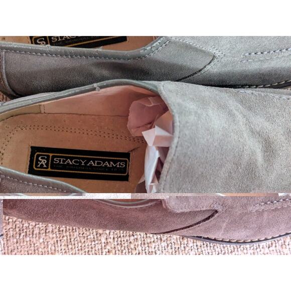 STACY ADAMS Men's Gray Leather Suede Moc Toe Loafers Size 10M 24689-061 - Picture 9 of 10